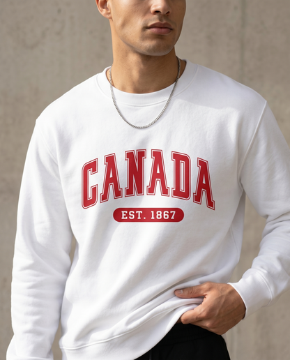 Custom Canada Varsity Sweatshirt, Personalized Canada Hoodie, Retro Collegiate Canada T-Shirt, Canada Est 1867 Gift, Canada Souvenir Apparel