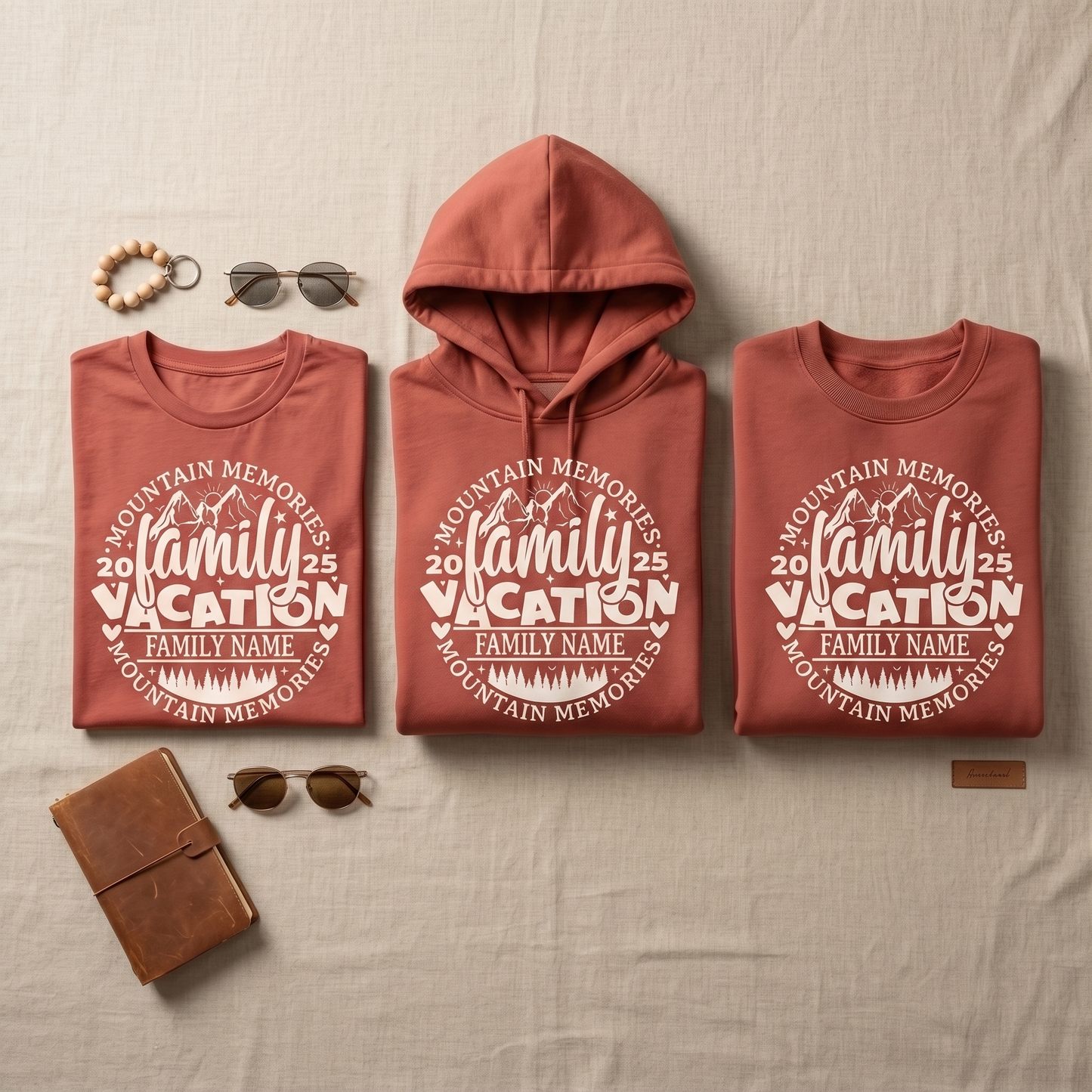 Custom Family Name Vacation 2025 Shirts, Personalized Mountain Memories Matching Hoodies, 2026 Family Trip Sweatshirts
