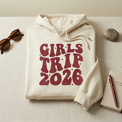 Custom Vacation T-Shirt, Retro Wavy Typography Tee, Matching Girls Weekend Shirts, Bachelorette Party Trip, Summer 2026 Travel Top