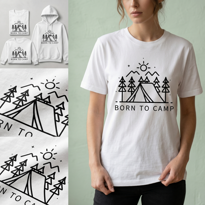 Born To Camp Sweatshirt, Custom Camping Hoodie, Personalized Outdoors Shirt, Minimalist Adventure Tee, Matching Family Camping Trip Gift
