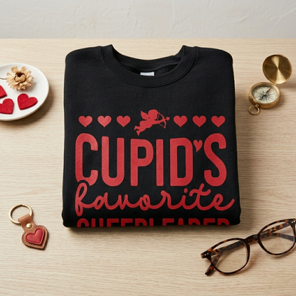 Cupid's Favorite Cheerleader Sweatshirt | Valentine's Day Cheer Shirt | Girls Cheerleading Pullover