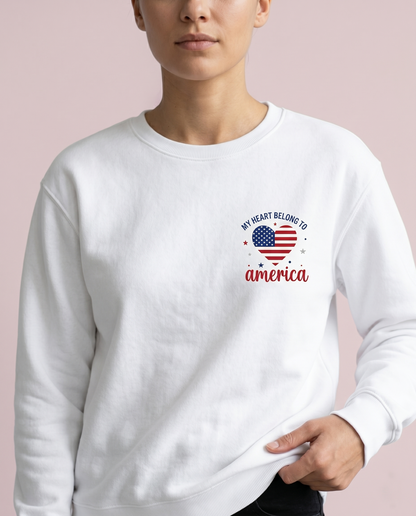 Custom My Heart Belongs To America Shirt, Personalized USA Flag Heart Hoodie, Patriotic 4th of July Sweatshirt, American Pride Gift, USA Tee