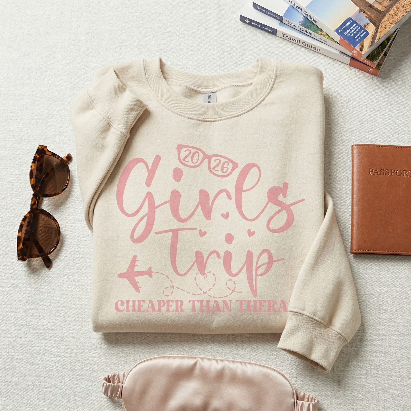 Custom Girls Trip 2026 Shirt, Cheaper Than Therapy Tee, Matching Girls Vacation Shirts,Bachelorette Party Shirt, Personalized Bestie Gift