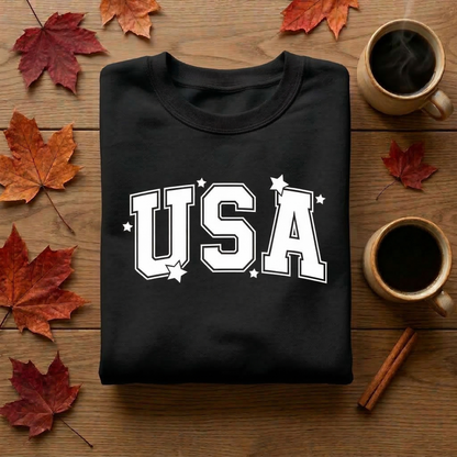 Varsity USA Sweatshirt | Cozy Fall Americana Crewneck | Preppy Retro Pullover | Minimalist Navy & Cream Sweater | Autumn College Style