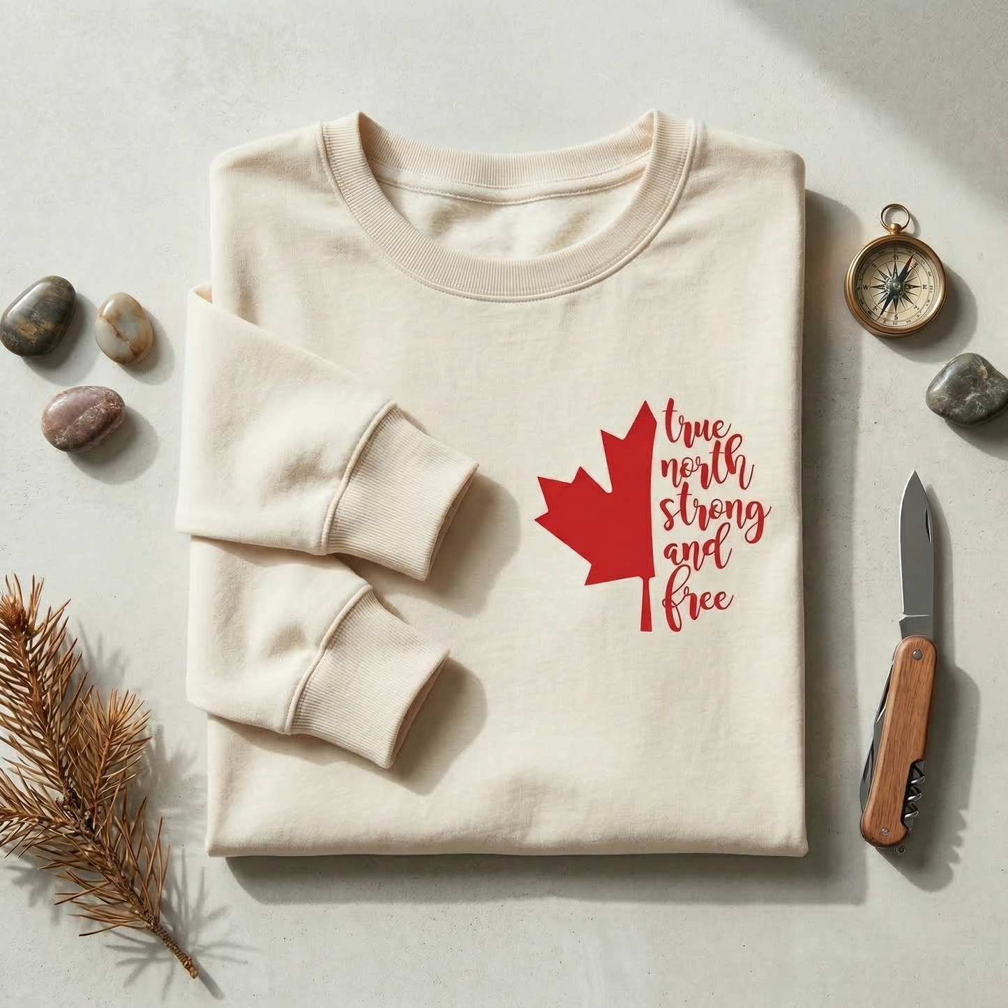True North Strong and Free Hoodie, Cursive Maple Leaf Sweatshirt, Minimalist Canada Hoodie, Aesthetic Canadian Pride Pullover