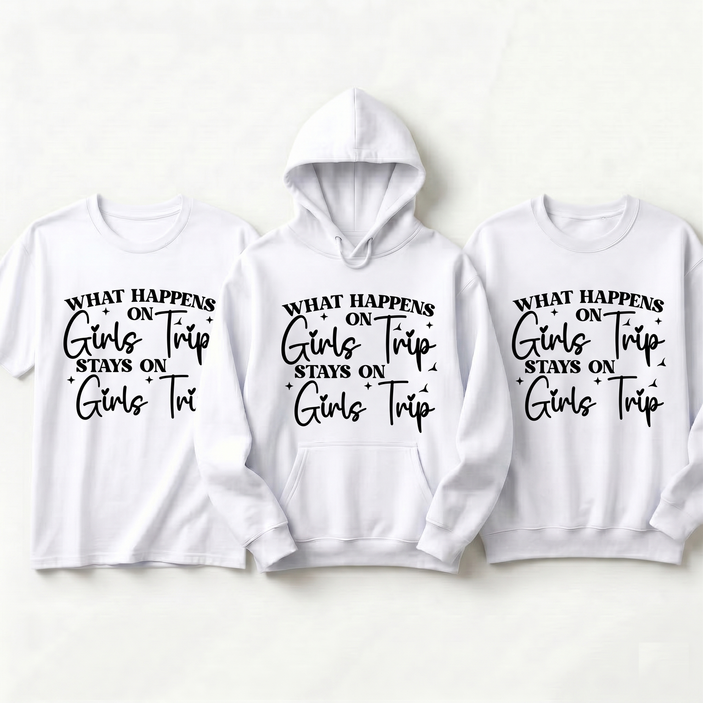 Custom Girls Trip 2026 Shirt, Personalized What Happens on Girls Trip Stays on Girls Trip Hoodie, Bachelorette Party Tee