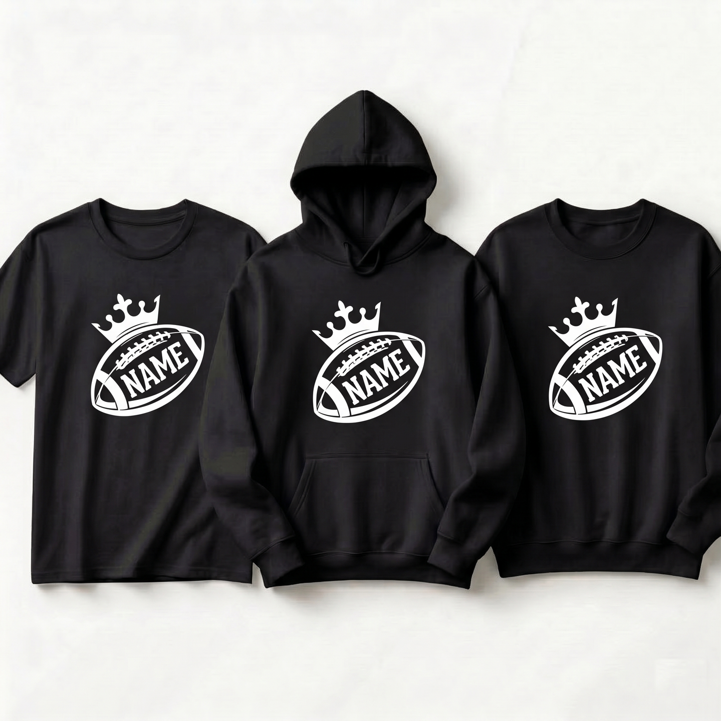 Custom Football Crown Hoodie, Personalized Name Football Shirt, Football Fan Sweatshirt, Game Day King Apparel, Custom Player Name Gift