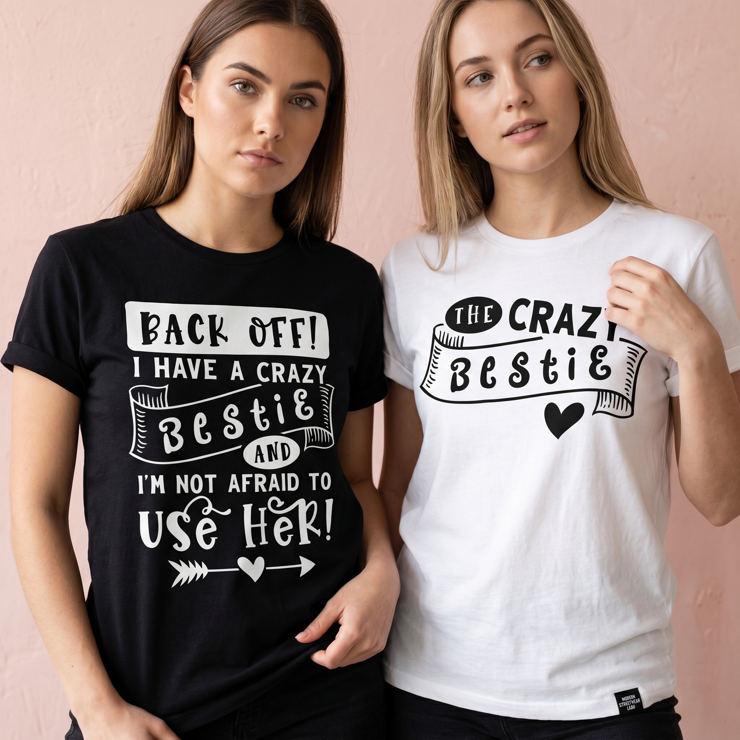 Custom Crazy Bestie Shirts, Personalized Matching Best Friend T-Shirts, Funny Bestie Gift, Back Off I Have A Crazy Bestie Tee