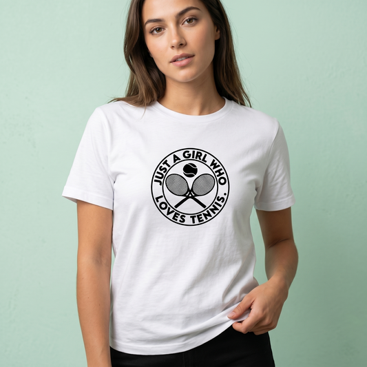 Custom Just a Girl Who Loves Tennis Shirt, Personalized Tennis Girl Hoodie, Tennis Lover Gift for Her, Tennis Mom Sweatshirt
