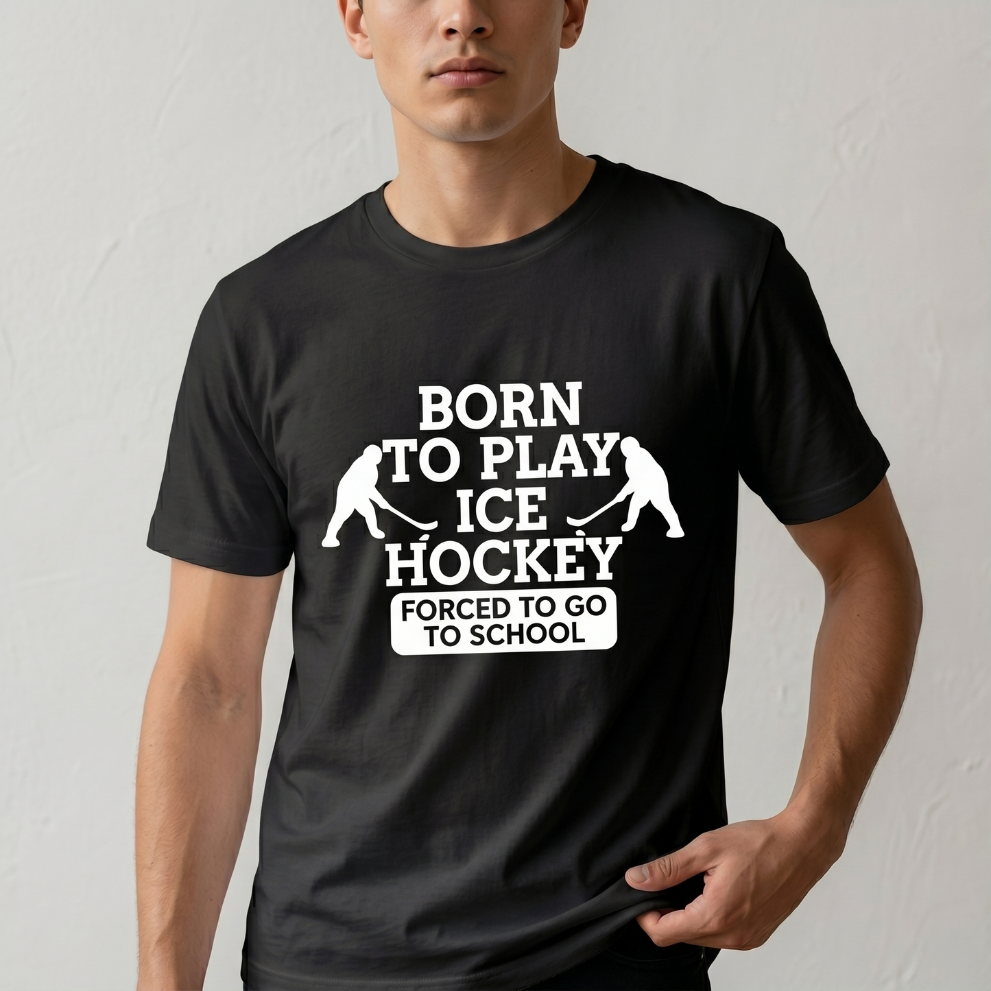Custom Hockey Hoodie , Born To Play Ice Hockey Forced To Go To School Shirt, Personalized Hockey Player Sweatshirt, Funny Hockey Youth Gift