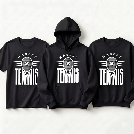 Custom Tennis Team T-Shirt, Personalized Tennis Mascot Tee, Funny High School Tennis Gear, Personalized Tennis Coach Gift