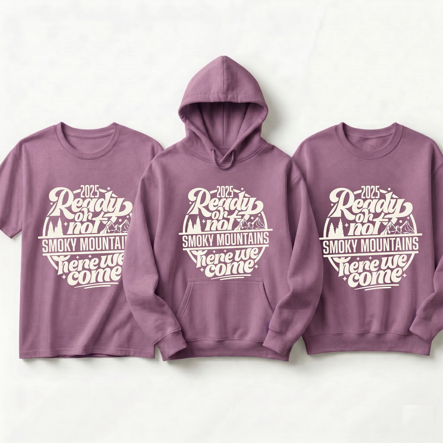 Smoky Mountains 2025 Family Vacation Shirts, Ready or Not Here We Come Matching Group Hoodies, Custom Smoky Mountain Trip 2026 Sweatshirts