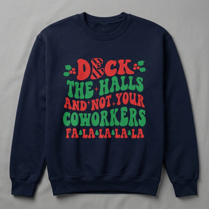 Retro Christmas T-Shirt – Deck The Halls Not Coworkers Holiday Tee