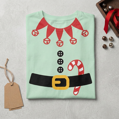 Kids Elf T-Shirt – Candy Cane Holiday Costume Tee, Festive Party Outfit