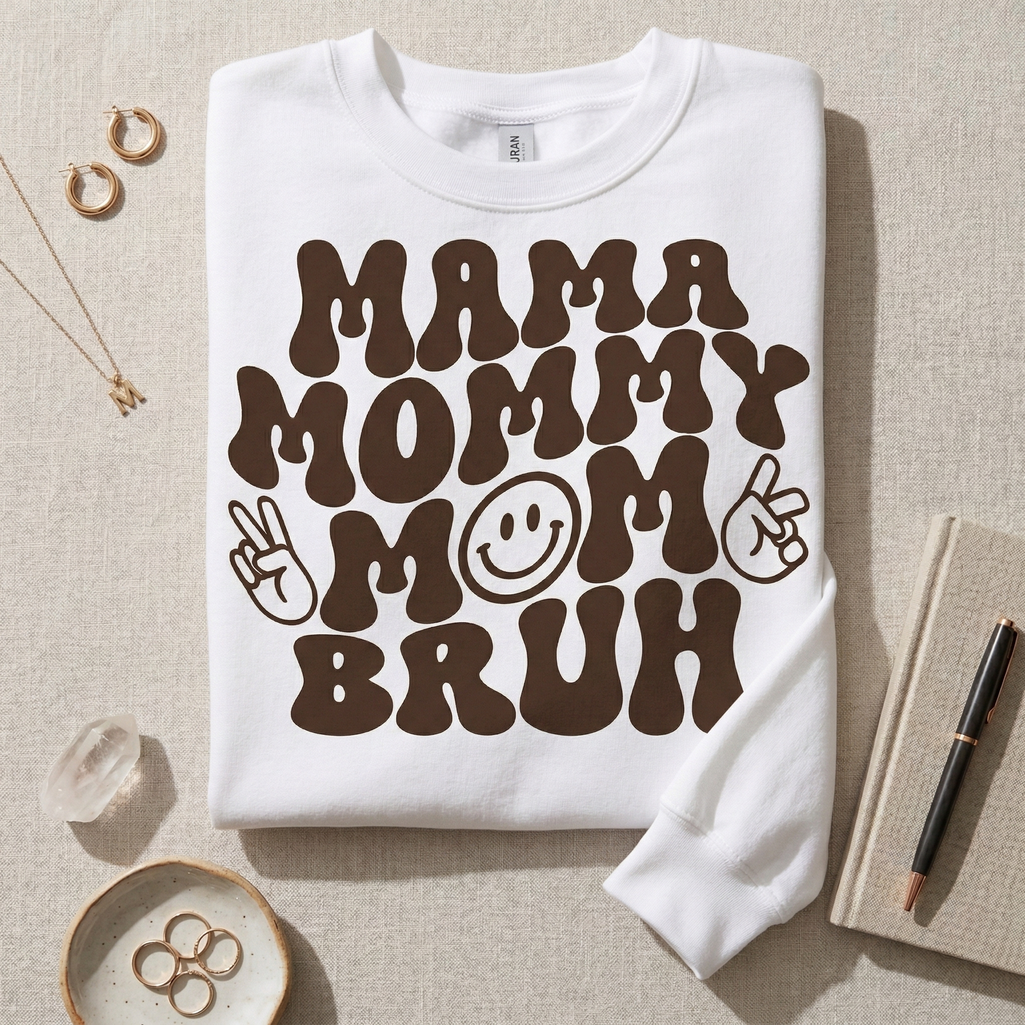 Mama Mommy Mom Bruh Sweatshirt, Funny Mom Life Shirt, Retro Groovy Mother's Day Gift, Sarcastic Boy Mom Tee, Cool Mama Graphic Crewneck