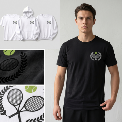 Custom Tennis Club Apparel - Personalized Laurel Wreath Tennis Hoodie, Sweatshirt, or T-Shirt - Custom Tennis Team Gift
