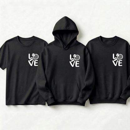 Custom Tennis Shirt, Tennis Lover Gift, Tennis Racket Hoodie, Tennis Mom Sweatshirt, Cute Love Tennis Apparel, Personalized Sports Team Tee