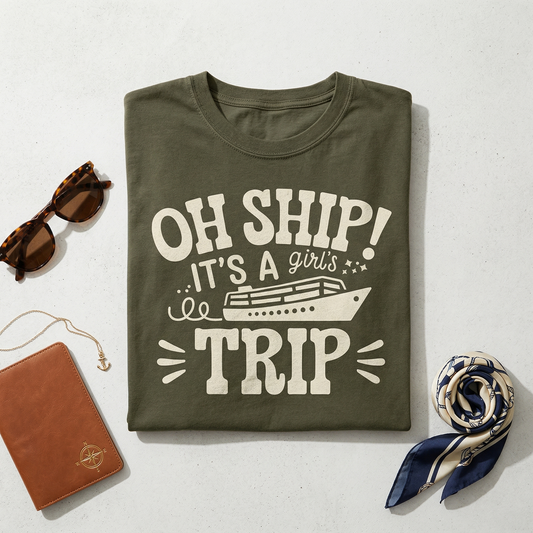 Custom Oh Ship It's a Girls Trip Shirt, Personalized Cruise 2026 T-Shirt, Matching Girls Cruise Tee, Funny Squad Shirt, Vacation Apparel