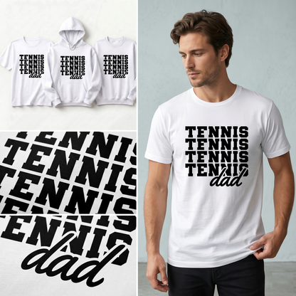 Custom Tennis Dad Sweatshirt, Personalized Sports Dad Shirt, Retro Stacked Text Crewneck, Gift for Tennis Player, Tennis Lover Pullover