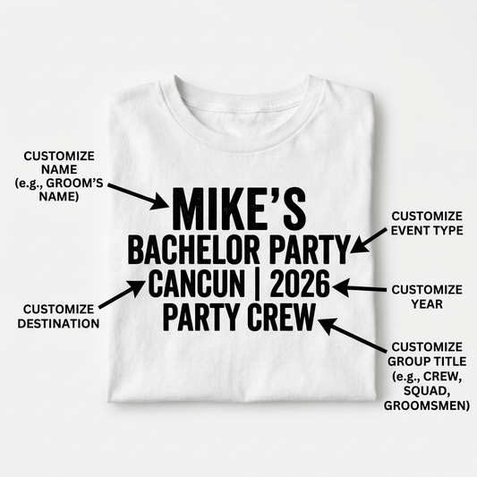 Custom Bachelor Party Shirt, Personalized Groom’s Crew T-Shirt, Cancun Groomsmen Gift, Custom Event Destination Shirt, Bachelor Trip Apparel