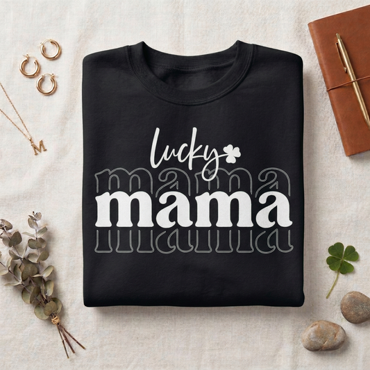 Lucky Mama Sweatshirt, St Patrick's Day Clover Crewneck, Irish Mom Apparel