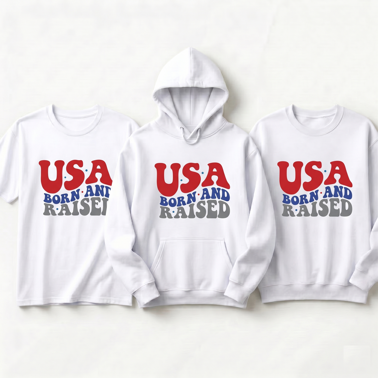 USA Born and Raised Shirt, Custom Retro 4th of July Hoodie, Personalized Patriotic Sweatshirt, American Pride Gift, Vintage Style USA Tee