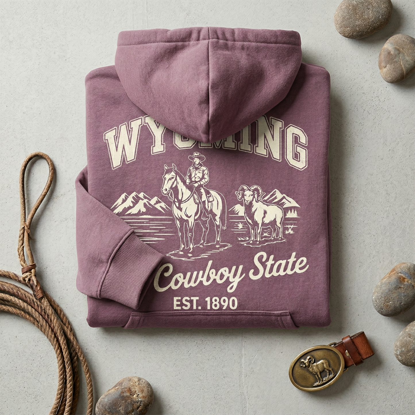 Custom Wyoming Hoodie - Vintage Cowboy State Sweatshirt - Retro WY 1890 Est. Pullover - Personalized Wyoming Gift