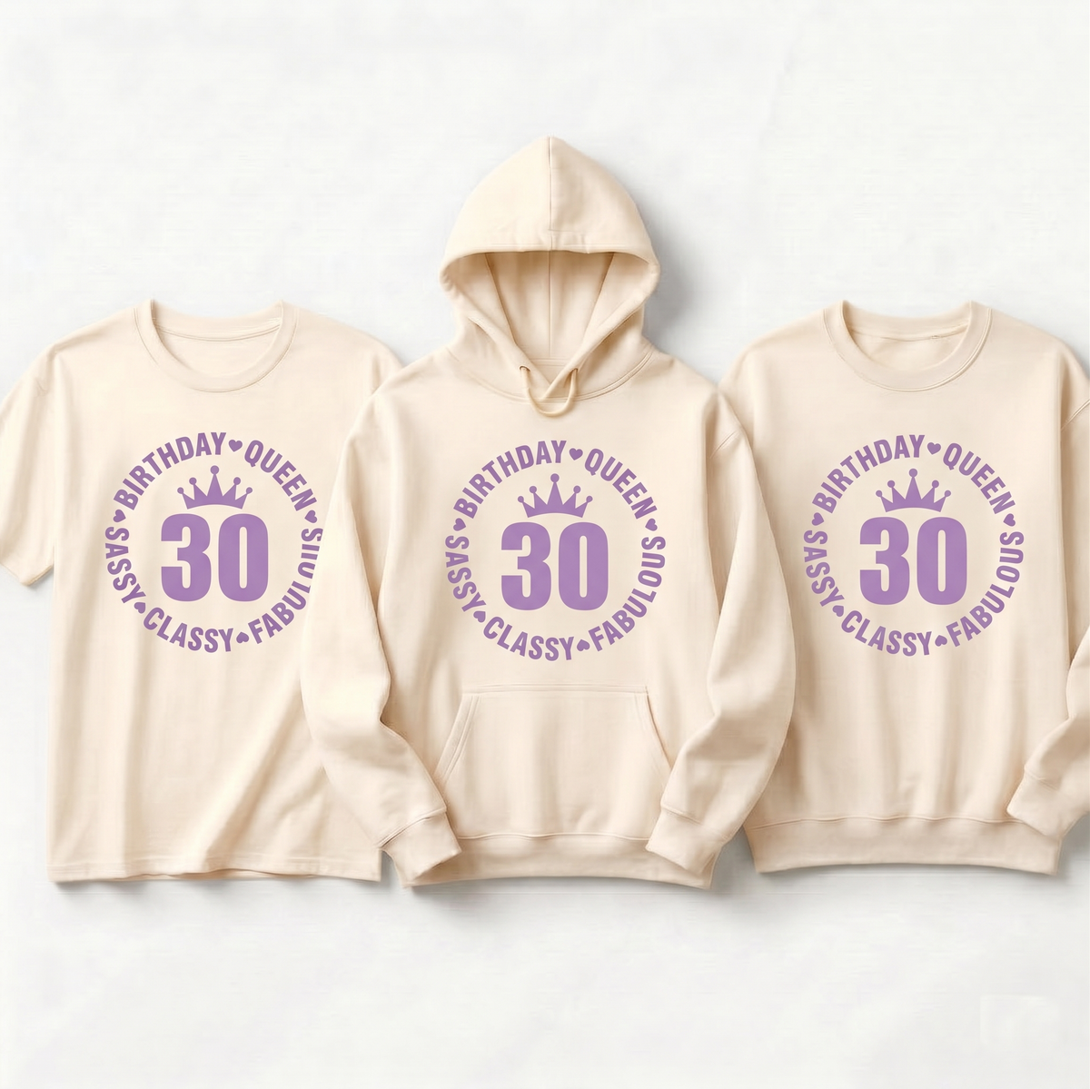 Custom 30th Birthday Queen Shirt, Sassy Classy Fabulous Hoodie, Personalized Milestone Birthday Sweatshirt, Custom Age Gift For Her