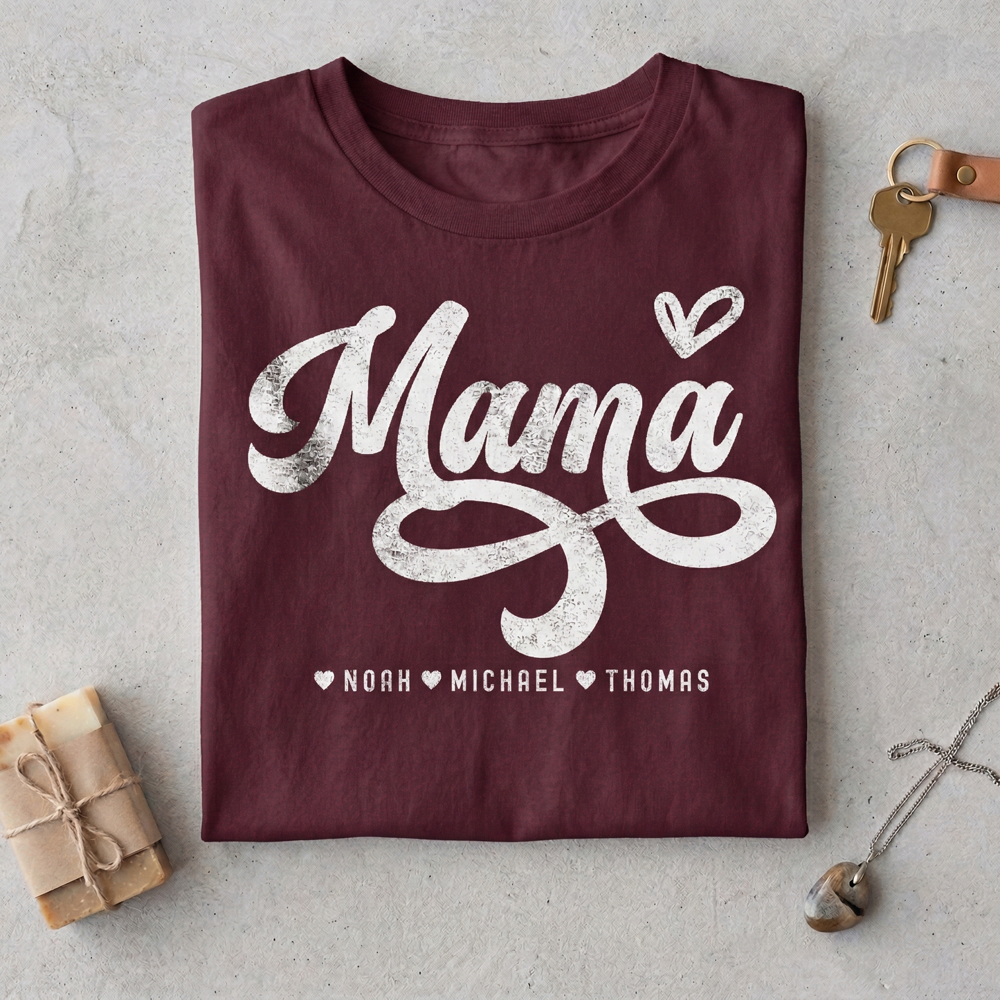 Custom Mama Shirt with Kids Names, Retro Minimalist Mother's Day Gift