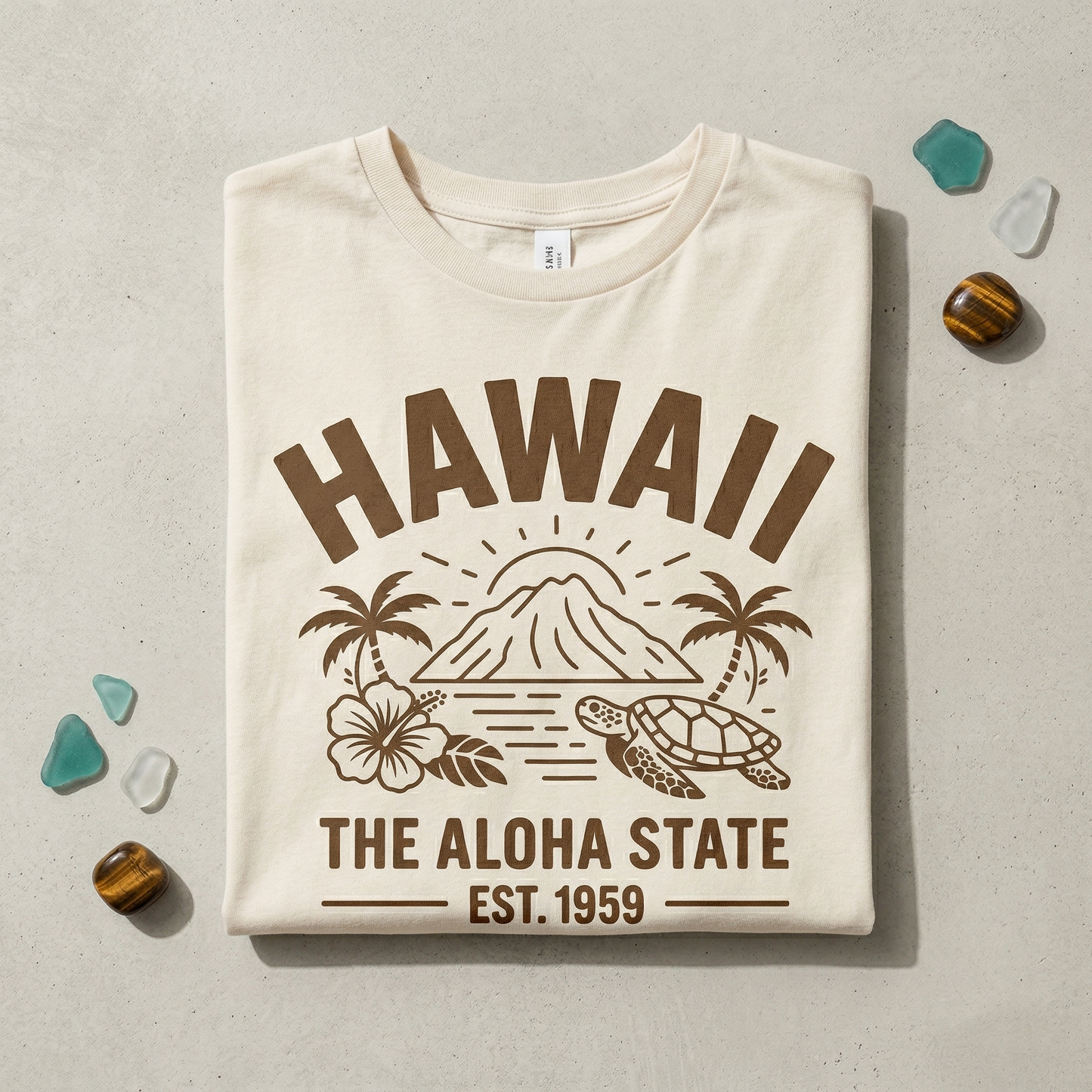 Custom Hawaii Hoodie | Vintage Aloha State Sweatshirt | Retro Sea Turtle Graphic Pullover | Personalized Tropical Vacation Gift | Beach Boho