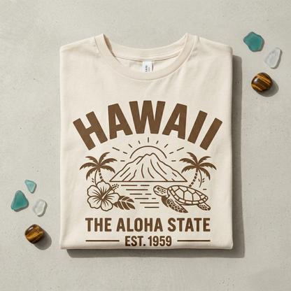 Custom Hawaii Hoodie | Vintage Aloha State Sweatshirt | Retro Sea Turtle Graphic Pullover | Personalized Tropical Vacation Gift | Beach Boho