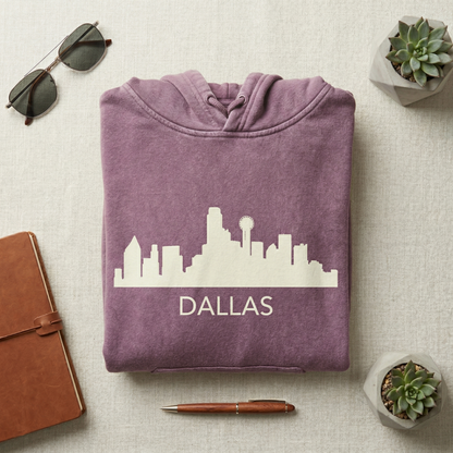 Custom Dallas Skyline Hoodie | Personalized Texas Sweatshirt | DFW Hometown Pride Sweater | Big D Travel Souvenir Gift