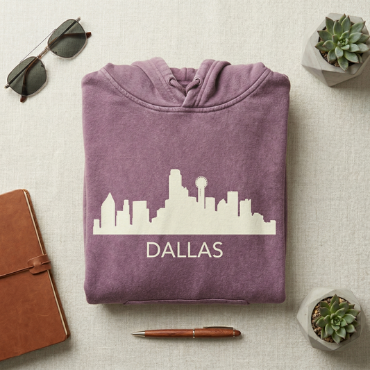 Custom Dallas Skyline Hoodie | Personalized Texas Sweatshirt | DFW Hometown Pride Sweater | Big D Travel Souvenir Gift