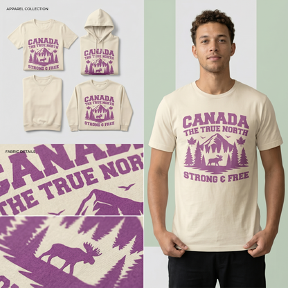 Canada The True North Sweatshirt, Strong and Free Hoodie, Custom Canadian Moose Shirt, Vintage Canada Outdoors Tee, Personalized Nature Gift