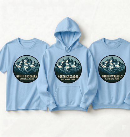 North Cascades National Park Shirt, Retro Mountain Hoodie, Custom Washington State Vacation Sweatshirt, Minimalist Hiking Gift