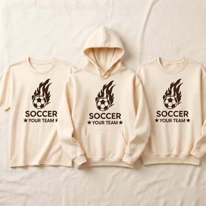 Custom Soccer Team Shirts, Personalized Soccer Hoodie, Custom Team Spirit Wear, Matching Soccer Team Apparel, Custom Soccer Coach Gift,