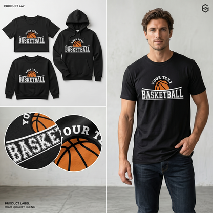 Custom Basketball Hoodie, Personalized Basketball Shirt, Team Spirit Wear, Custom Basketball Crewneck, Custom Name Basketball T-Shirt