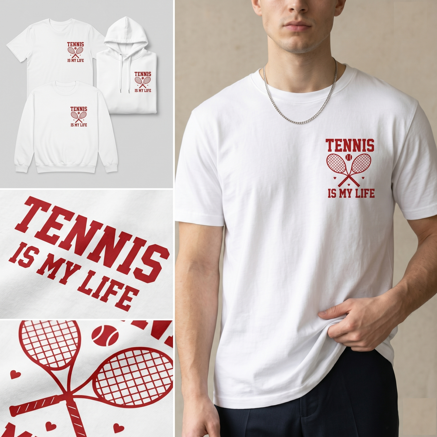 Custom Tennis Is My Life Apparel - Team Shirt, Tennis Coach Gift, Tennis Player Gift, Tennis Lover Pullover