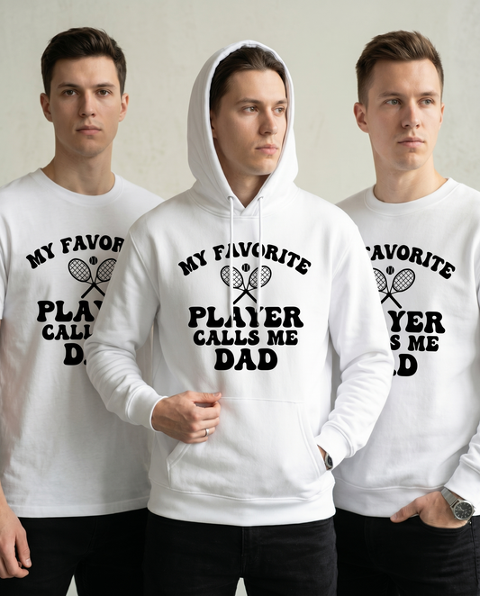 Custom Tennis Dad Sweatshirt, My Favorite Player Calls Me Dad Crewneck, Personalized Tennis Gift for Dad, Sports Dad Pullover