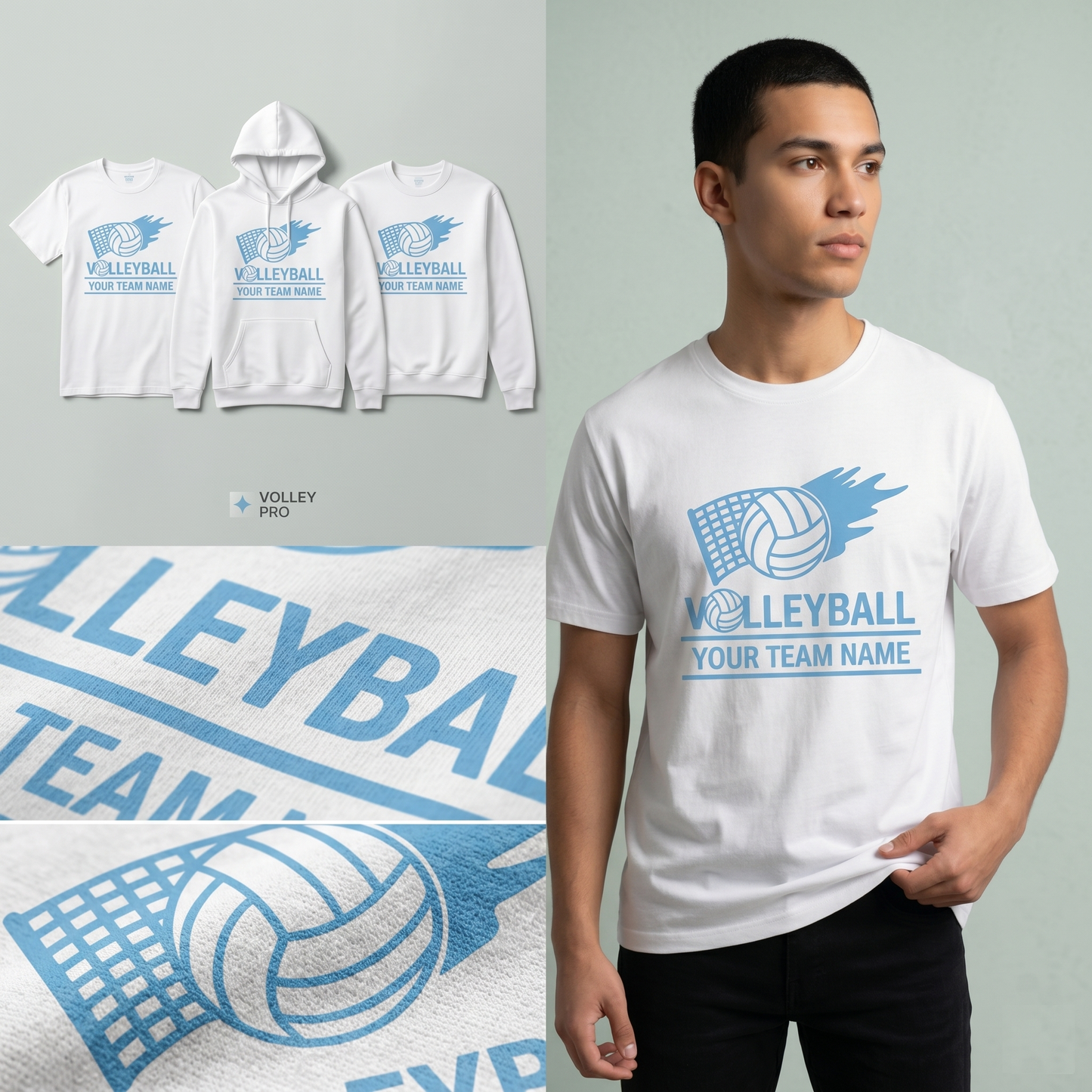 Custom Volleyball Team Shirts, Personalized Volleyball Hoodie, Light Blue Volleyball Sweatshirt, Custom Team Apparel, Volleyball Mom Gift