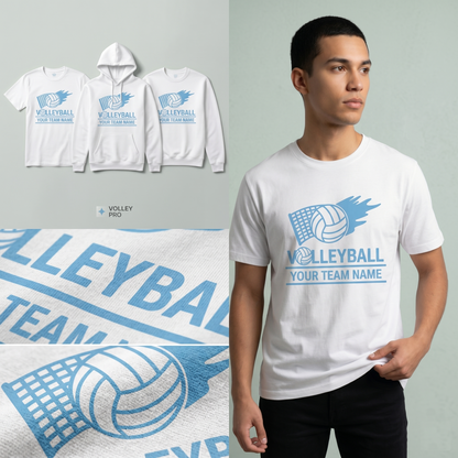 Custom Volleyball Team Shirts, Personalized Volleyball Hoodie, Light Blue Volleyball Sweatshirt, Custom Team Apparel, Volleyball Mom Gift