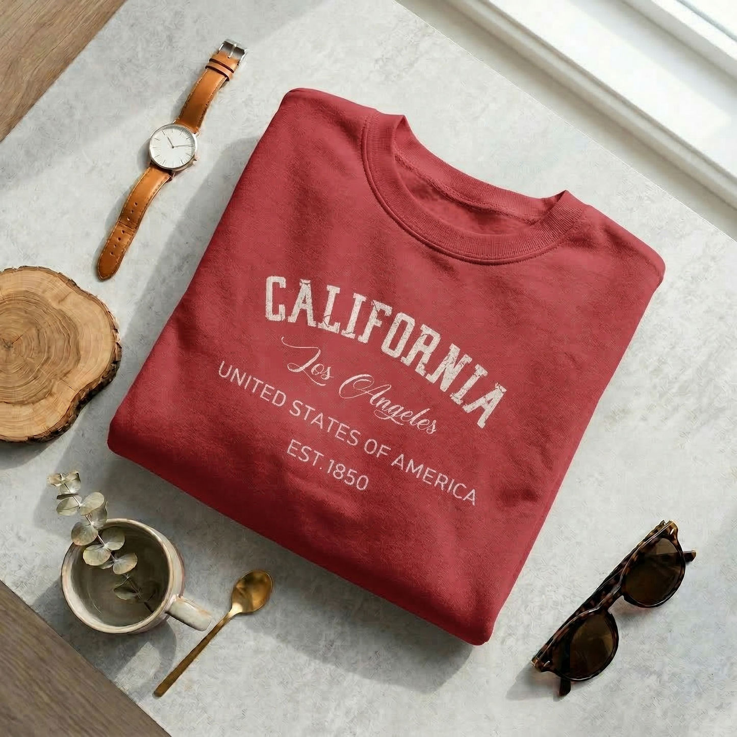 Vintage California Sweatshirt | Retro Los Angeles Pink Crewneck | Distressed California Gift | USA Travel Souvenir