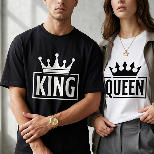 Custom King and Queen Shirt Set, Personalized Couples Matching Shirts, Anniversary Gift for Husband and Wife, Wedding Gift T-Shirts,