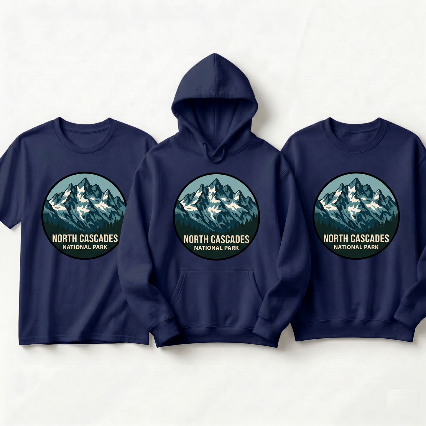 North Cascades National Park Shirt, Retro Mountain Hoodie, Custom Washington State Vacation Sweatshirt, Minimalist Hiking Gift