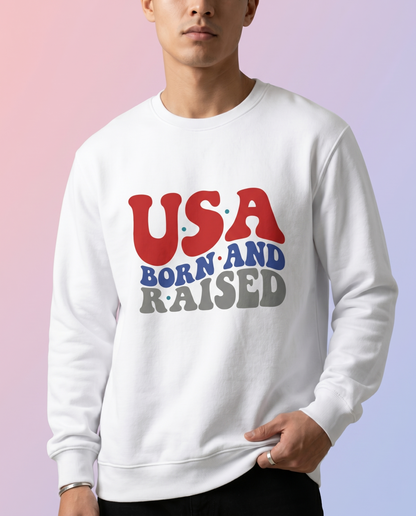 USA Born and Raised Shirt, Custom Retro 4th of July Hoodie, Personalized Patriotic Sweatshirt, American Pride Gift, Vintage Style USA Tee