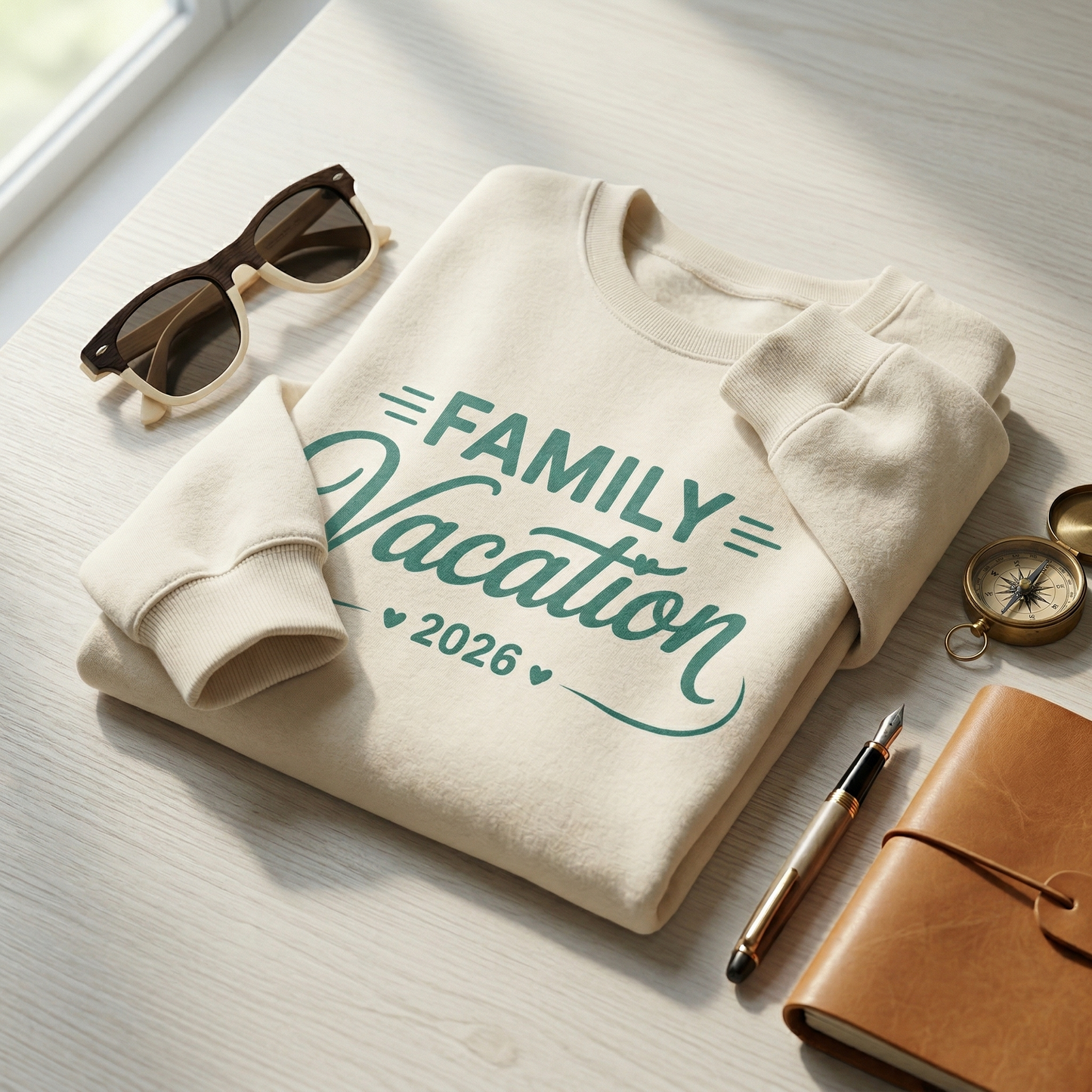 Custom Family Vacation 2026 Shirt, Minimalist Matching Family Trip Tees, Personalized Sage Green Vacation T-shirt, Boho Family Reunion Shirt