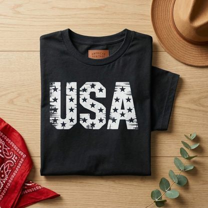Vintage USA T-Shirt | Distressed Americana Tee | 4th of July Patriotic Shirt | Western Country Festival Top | Retro Independence Day Apparel