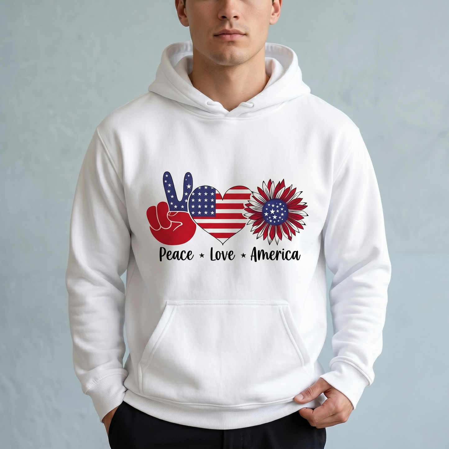 Custom Peace Love America Shirt, Retro Patriotic 4th of July Hoodie, Personalized Independence Day Sweatshirt