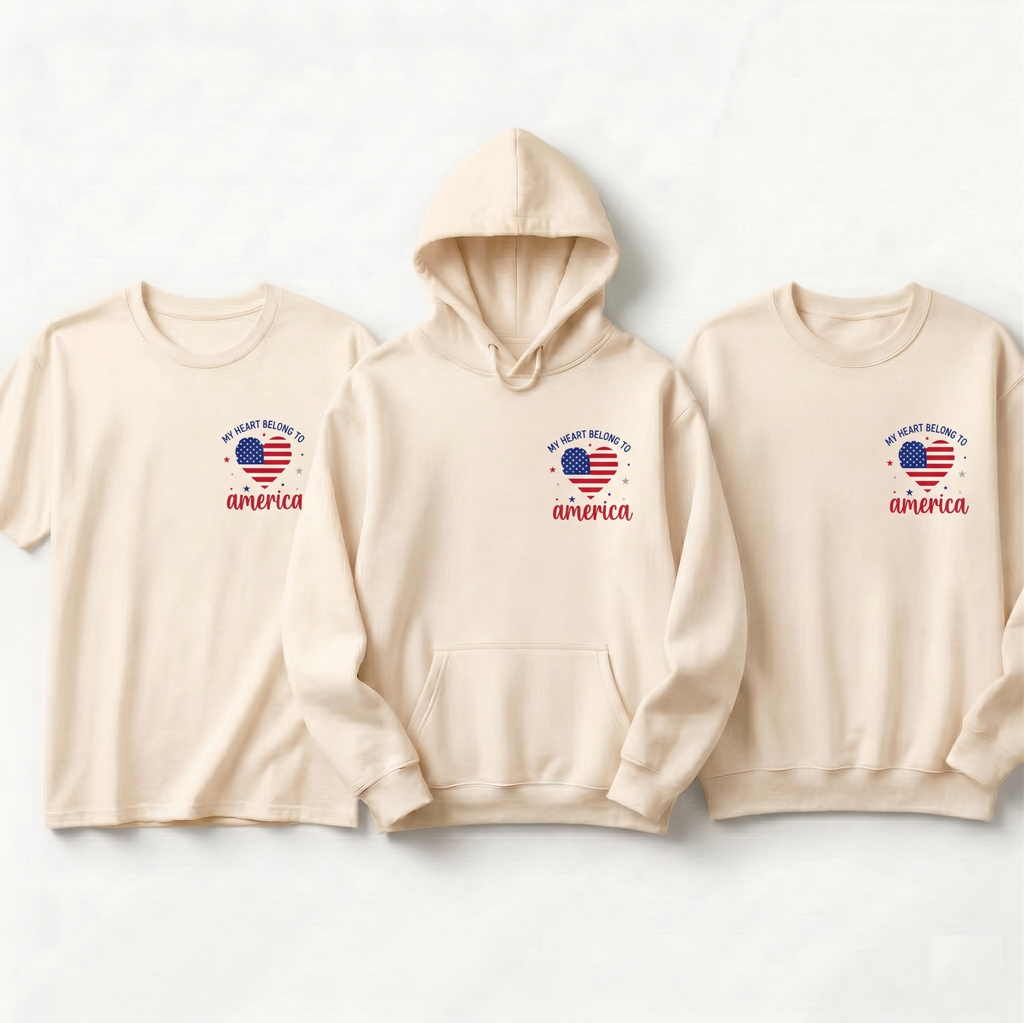 Custom My Heart Belongs To America Shirt, Personalized USA Flag Heart Hoodie, Patriotic 4th of July Sweatshirt, American Pride Gift, USA Tee