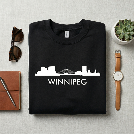 Custom Winnipeg Skyline Hoodie | Personalized Manitoba Sweatshirt | Canadian Hometown Pride Sweater | Prairie Travel Gift